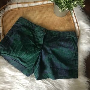 Gap Green Shorts Tropical Leaf Print Flat Front